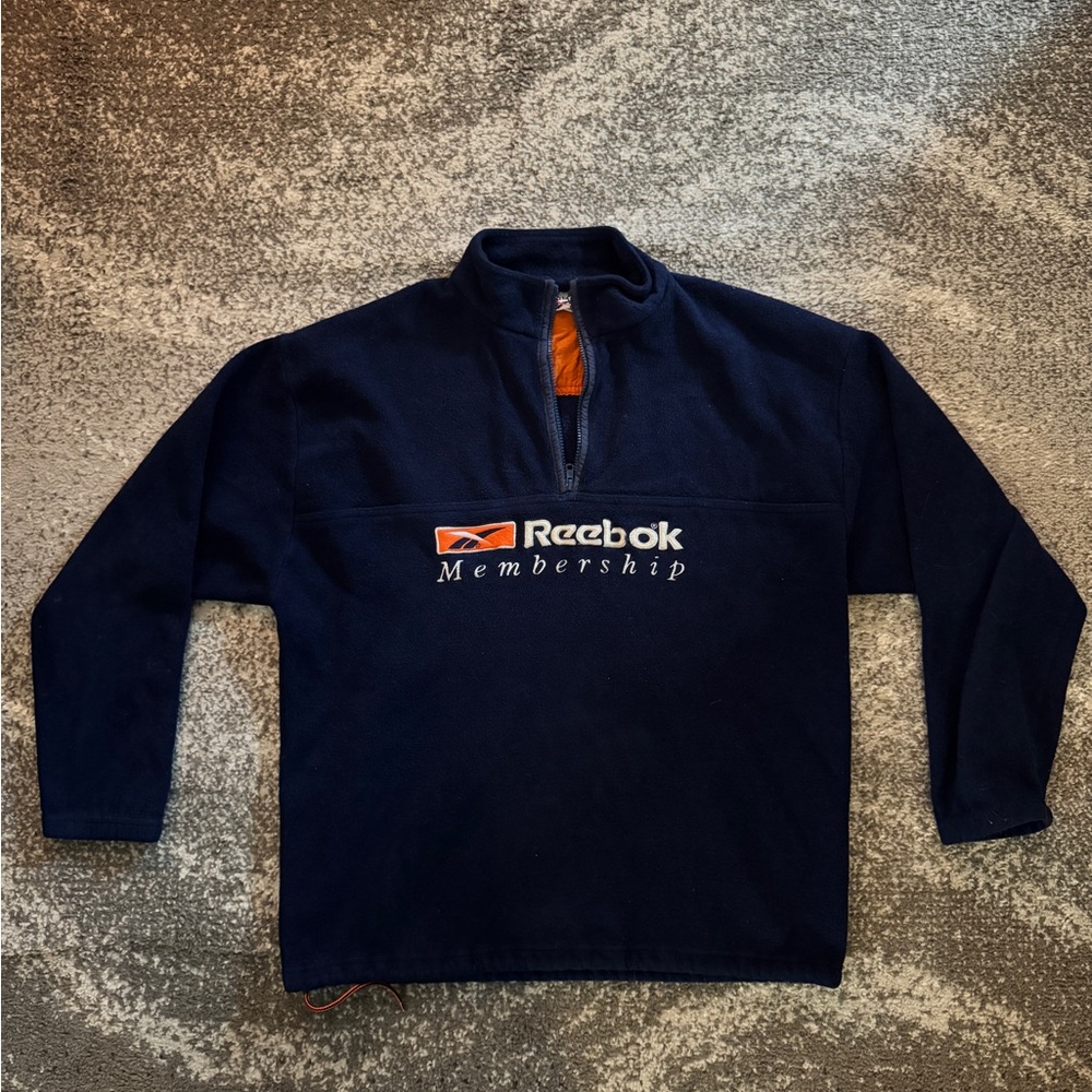 Vintage Reebok Navy Pullover with Orange Accent